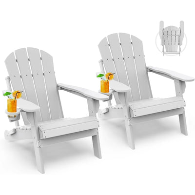 Sillas Adirondack plegables color blanco con portavasos