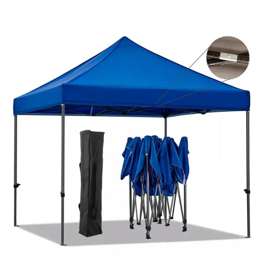 Gazebo plegable portátil 3×3 m azul con bolso de transporte y sistema pop-up